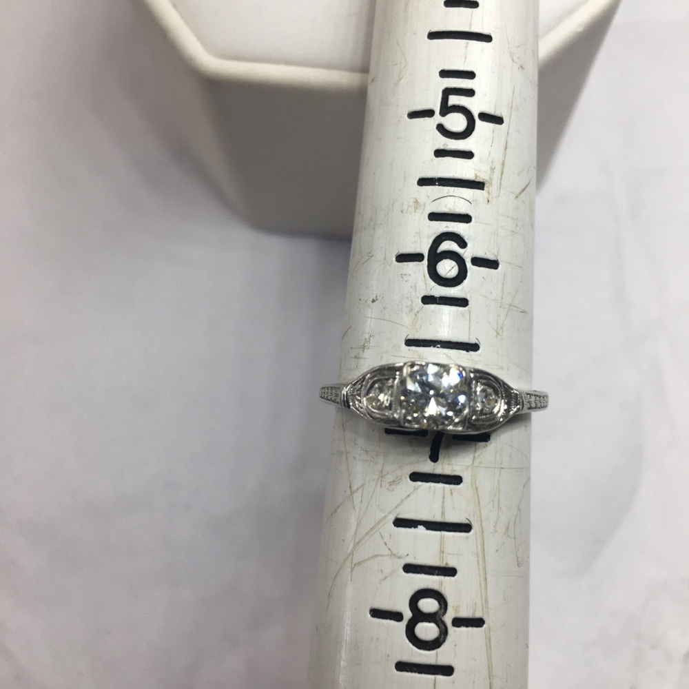 Antique platinum round diamonds ring - Picture 4 of 5